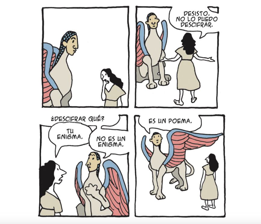 Una tira de Manual del minotauro, de Laerte