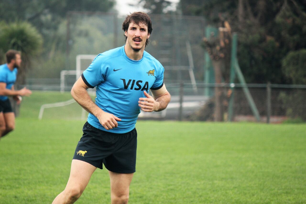 Felipe Del Mestre durante un entrenamiento con Los Pumas