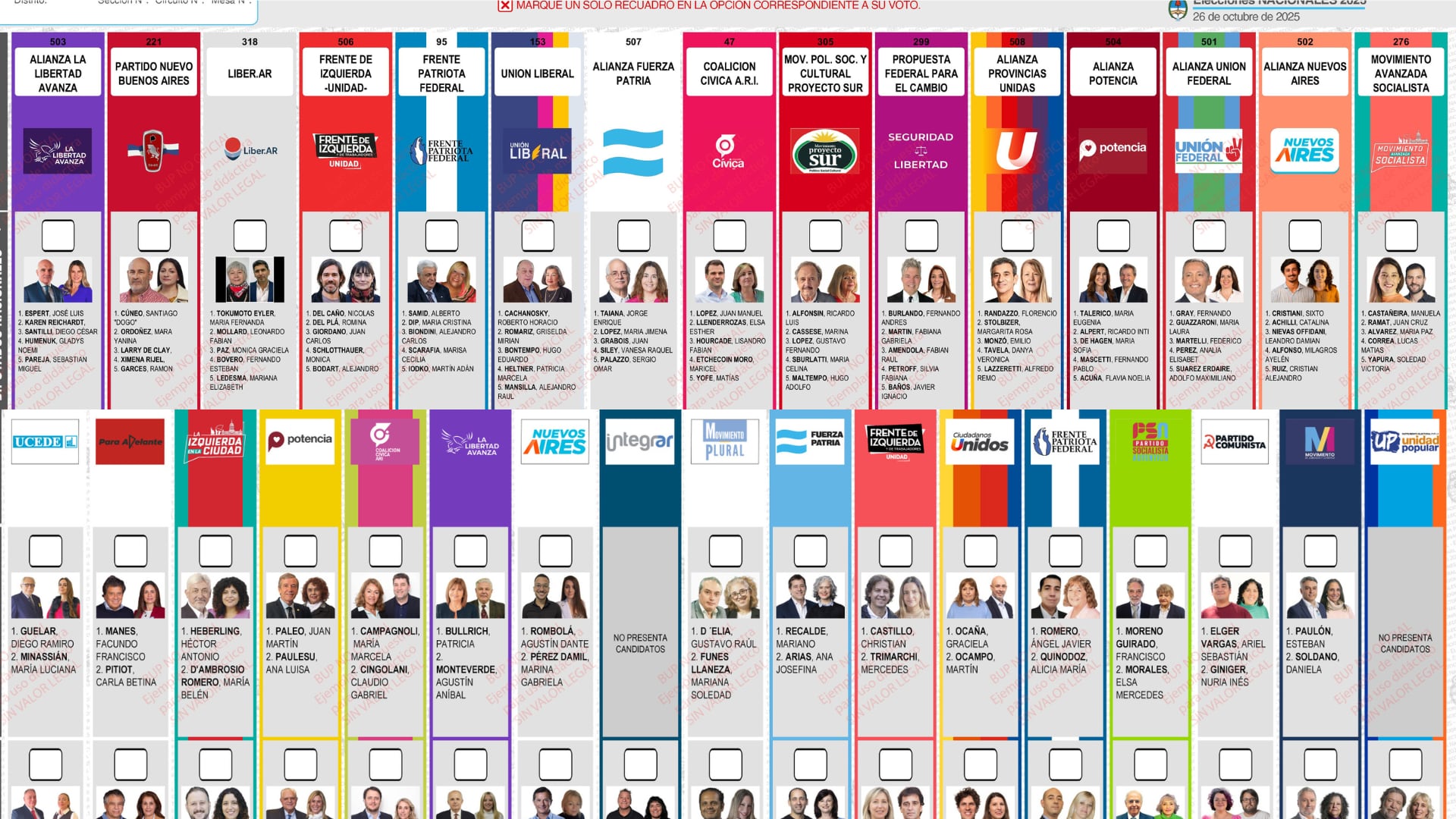 El domingo 26 de octubre se vota con Boleta Única de Papel