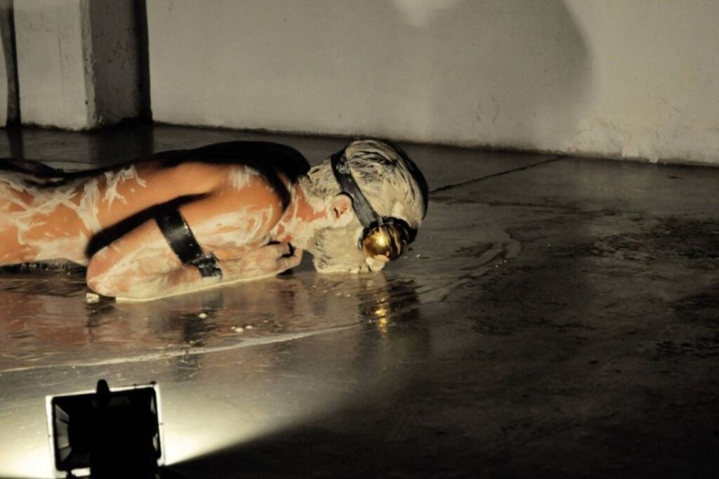 La performance Danza de apareamiento del sábalo de río, de Wladimir Ojeda.