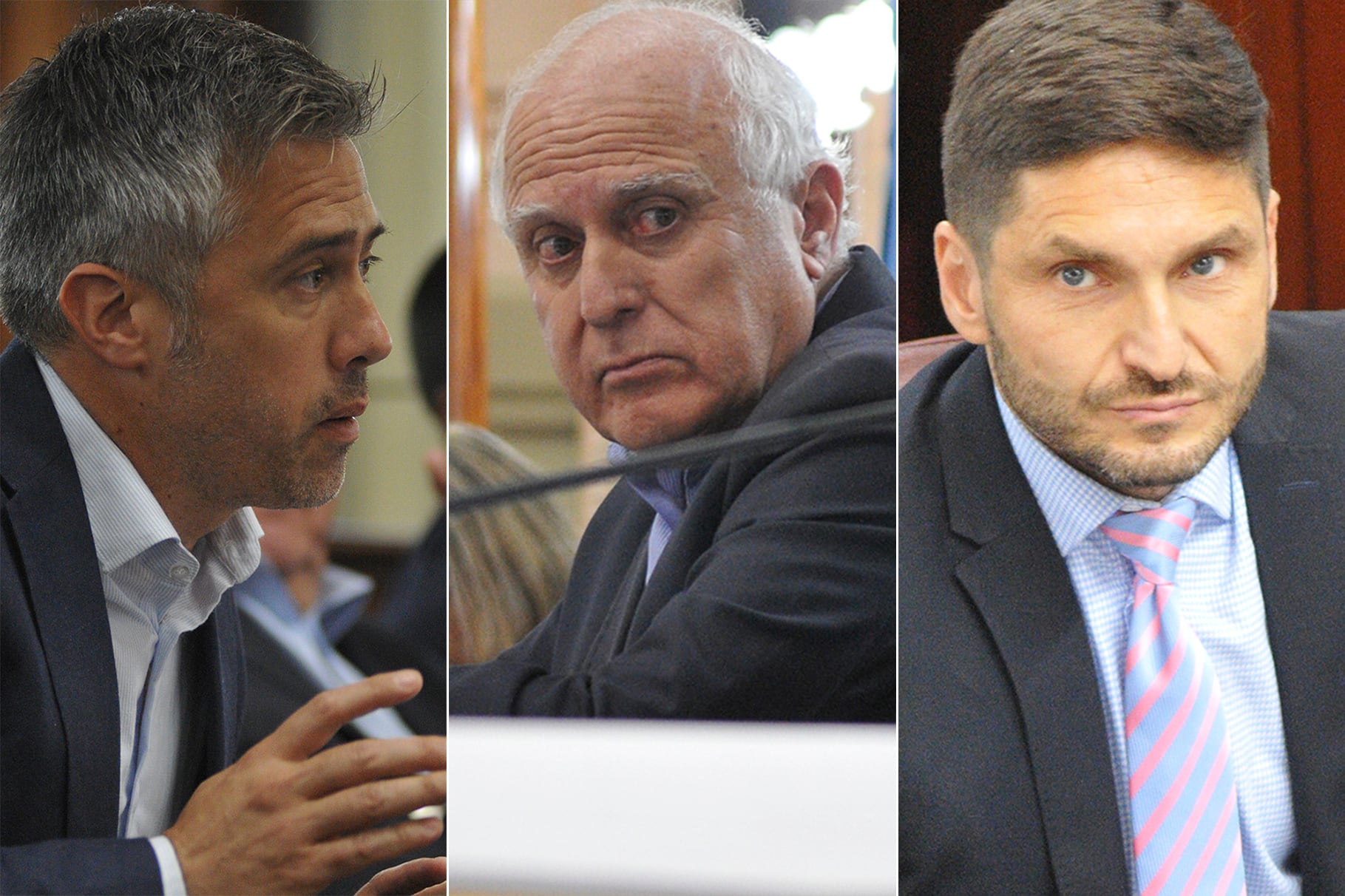 Diputados Leandro Busatto (PJ), Miguel Lifschitz (PS) y Maximiliano Pullaro (UCR).