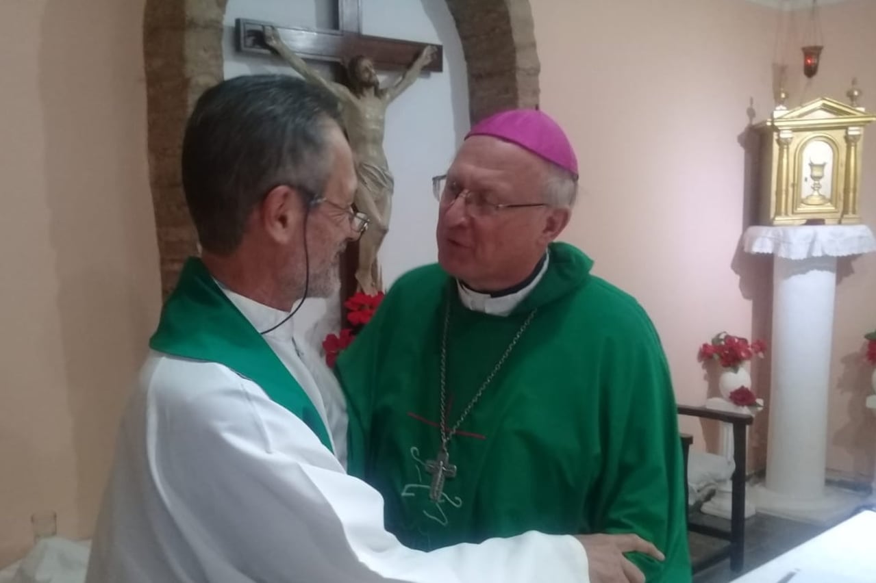 López Márquez y el obispo Luis Urbanc.