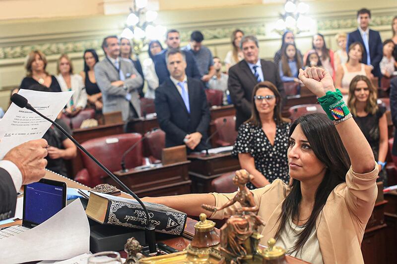 Dámaris Pacchiotti, del Frente Social y Popular, al jurar el jueves pasado.