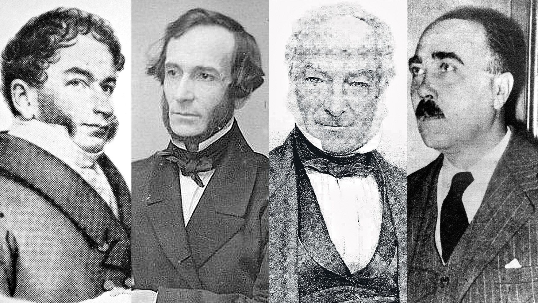 Bernardino Rivadavia, Juan Bautista Alberdi, Salvador María Del Carril y Arturo Jauretche.