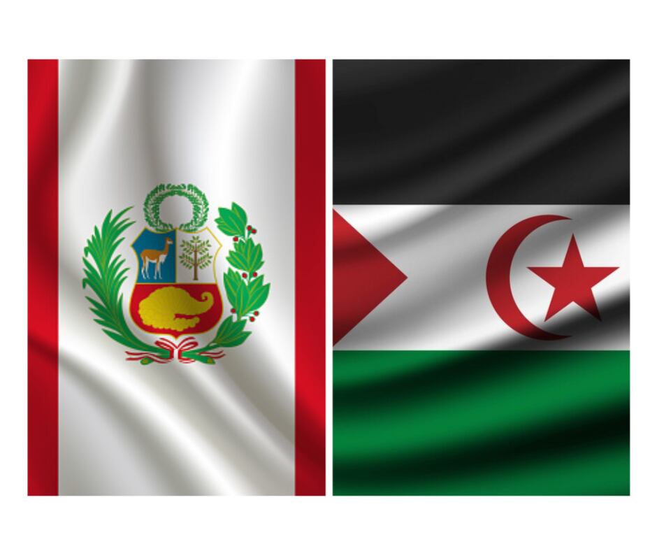 Bandera de la República del Perú y bandera de la República Árabe Saharaui Democrática