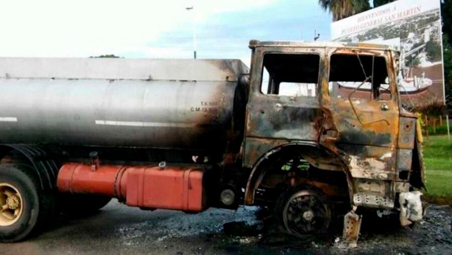 Así quedó el camión aquel día.