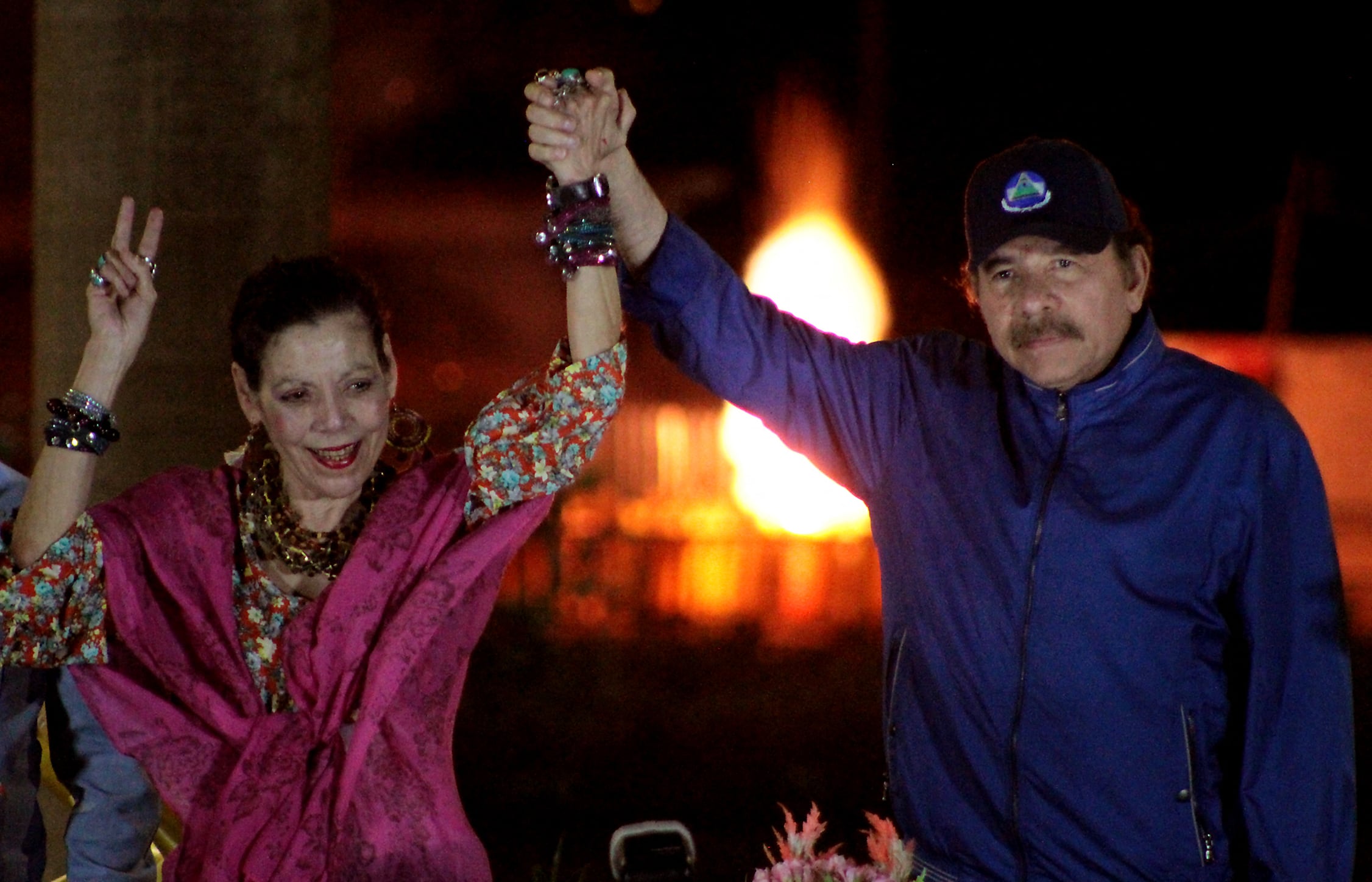 Daniel Ortega y su vicepresidenta y esposa, Rosario Murillo.
