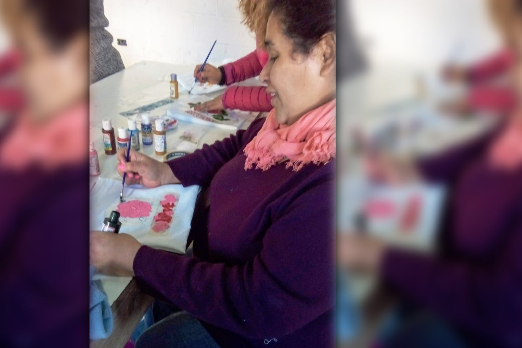 Patricia Solorza en el Taller de Diseño Textil de Yo no fui, en la U47 de San Martín.