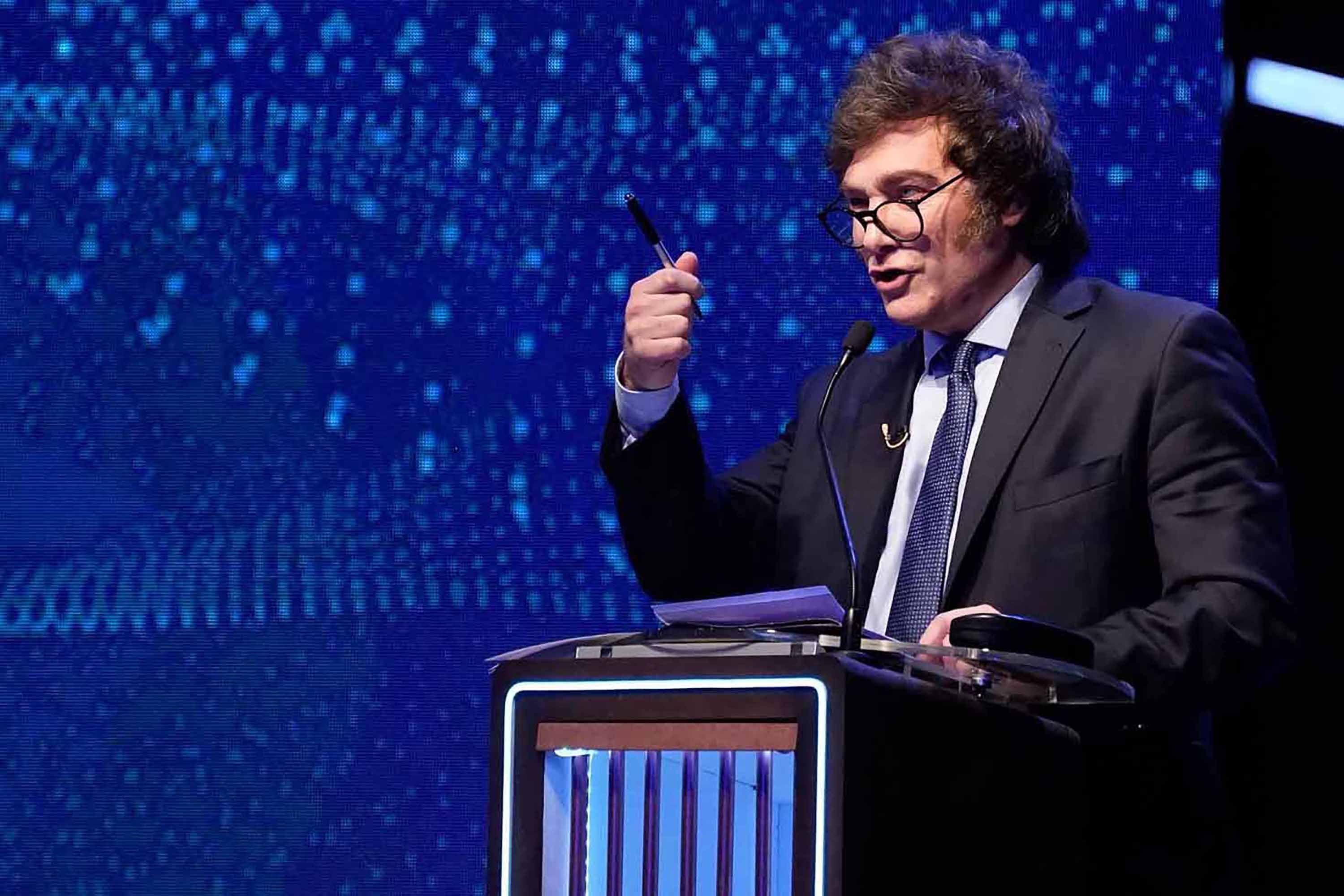 Javier Milei en el primer debate presidencial de cara a las elecciones del 22 de octubre