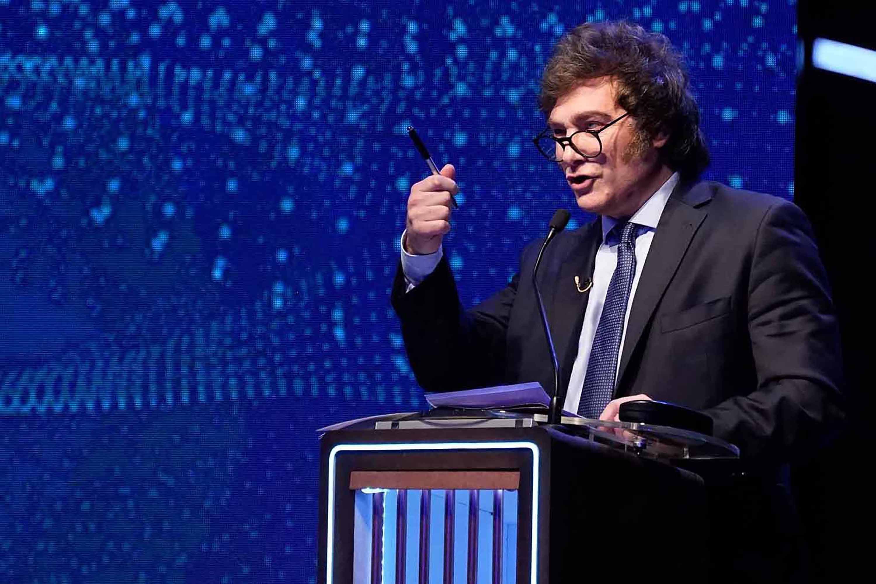 Javier Milei en el primer debate presidencial de cara a las elecciones del 22 de octubre