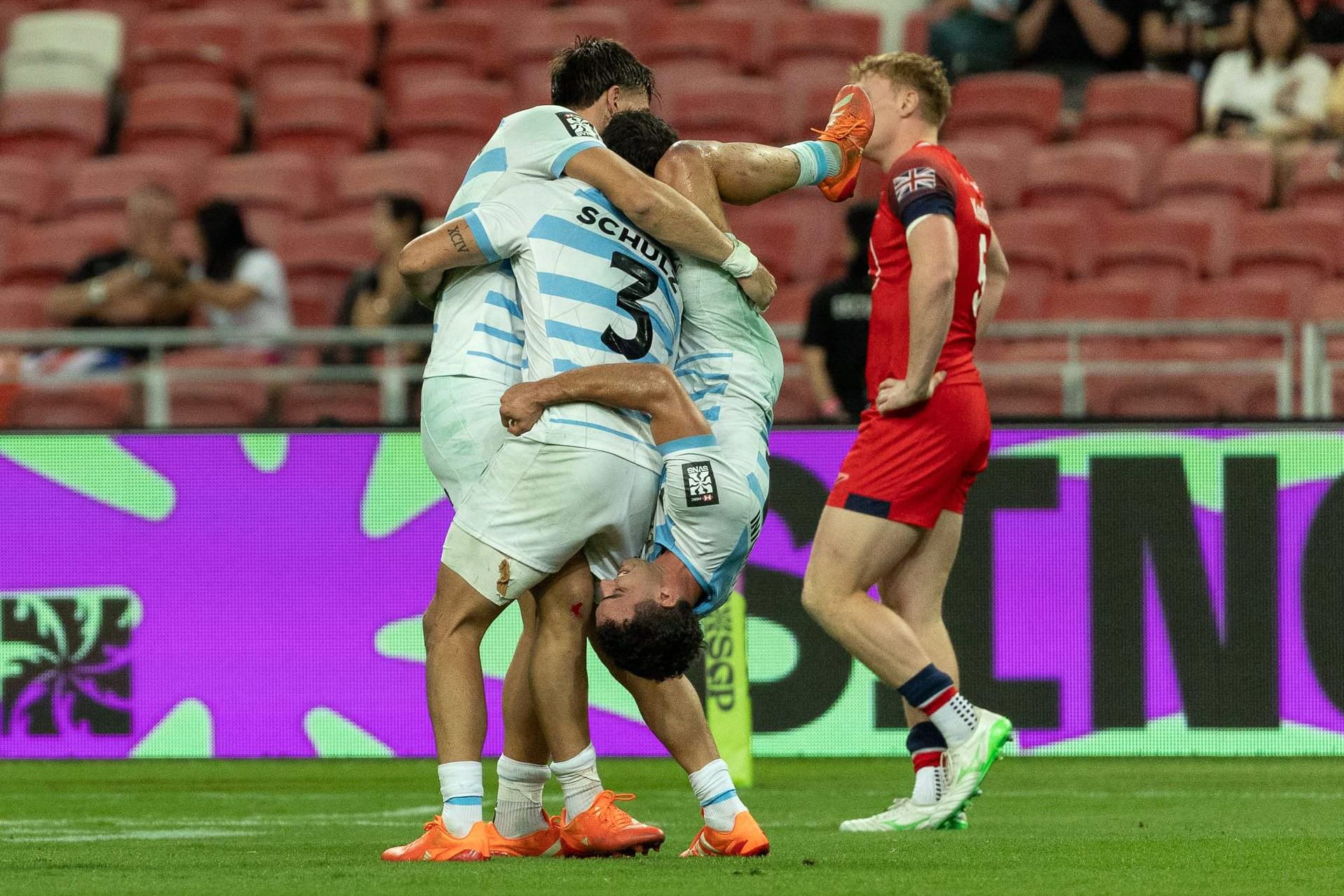 El festejo de Los Pumas 7s por un nuevo logro