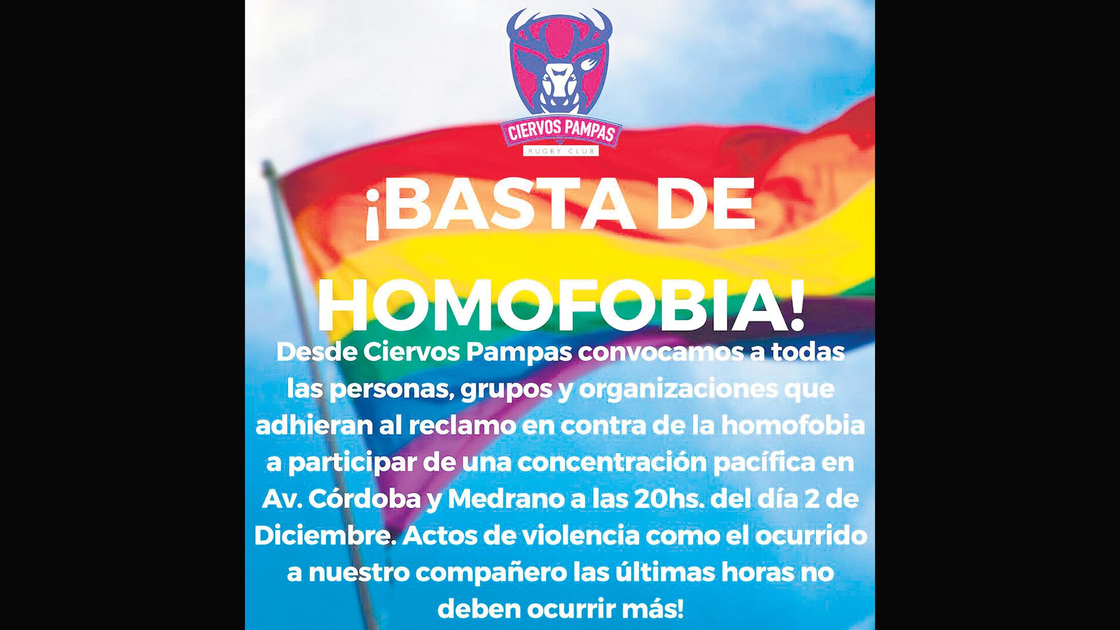 El Ciervos Pampas Club hizo una convocatoria contra la homofobia.