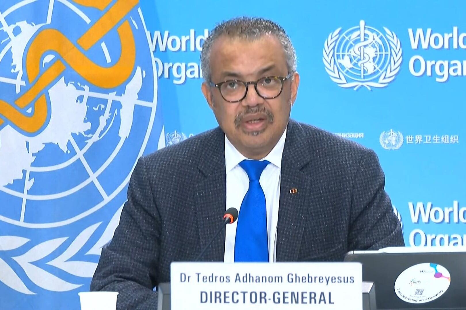 Tedros Ghebreyesus, jefe de la OMS. Imagen: captura de pantalla.