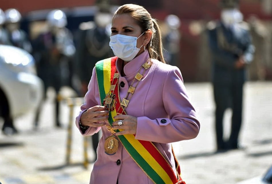 La presidenta de facto boliviana, Jeanine Áñez.