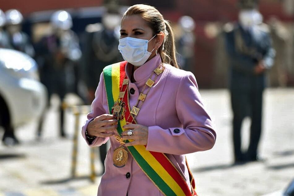 La presidenta de facto boliviana, Jeanine Áñez.