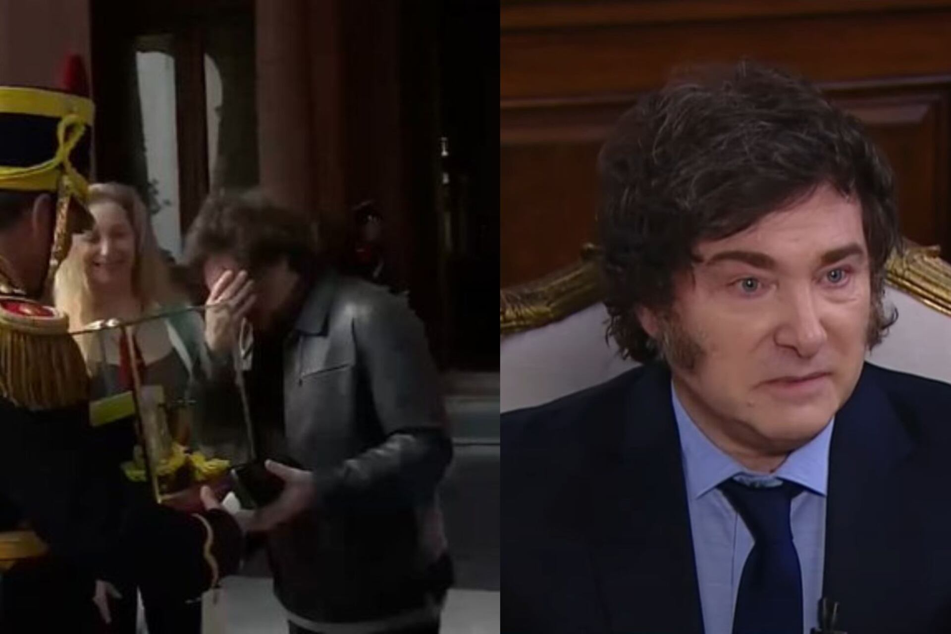 Las dos caras de Milei: a la izquierda, rompe en llanto el día de su cumpleaños; a la derecha, lanza nuevas amenazas contra CFK.