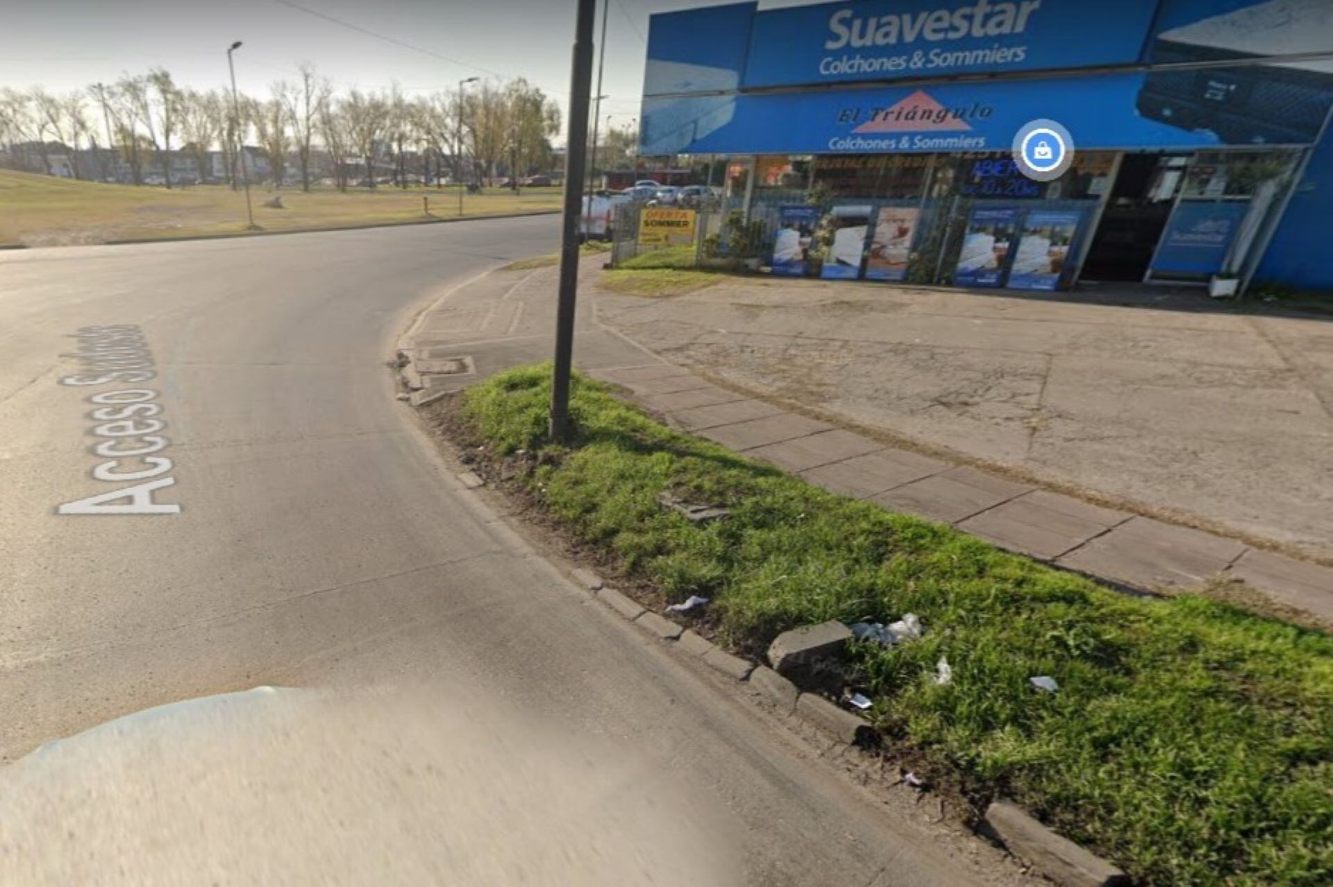 Triangulo de Bernal, bajada de la autopista. Ruta que hizo la víctima cuando fue atacada de un piedrazo. (Foto: Gogle Maps)