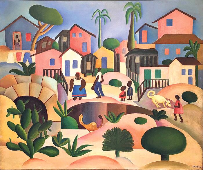 “Morro da favela” (64,5 x 76 cm), óleo de Tarsila do Amaral.