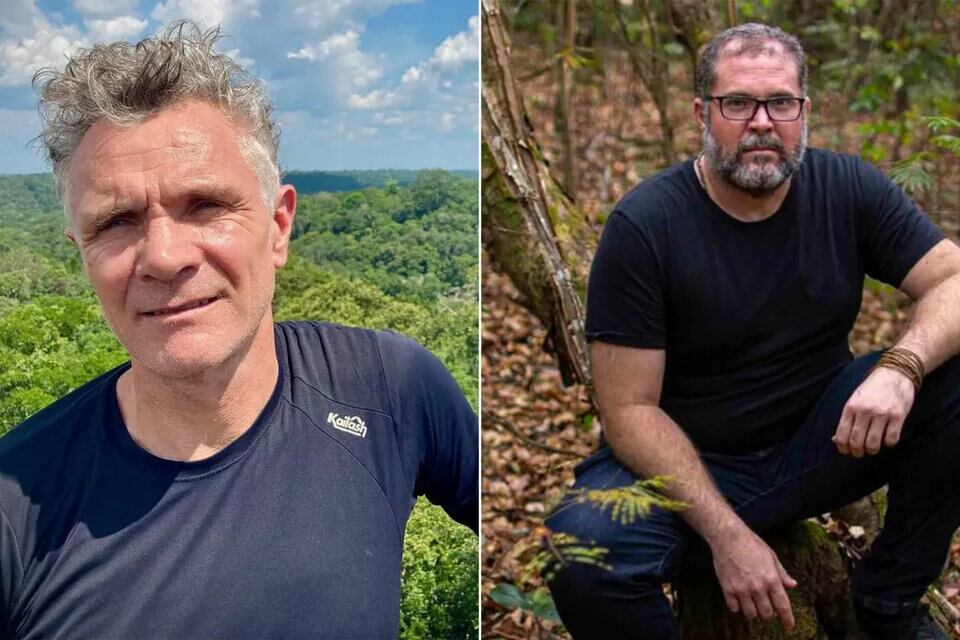 El periodista Dom Phillips y el activista Bruno Pereira, antes de desaparecer en el Amazonas. Este viernes identificaron los restos del primero.