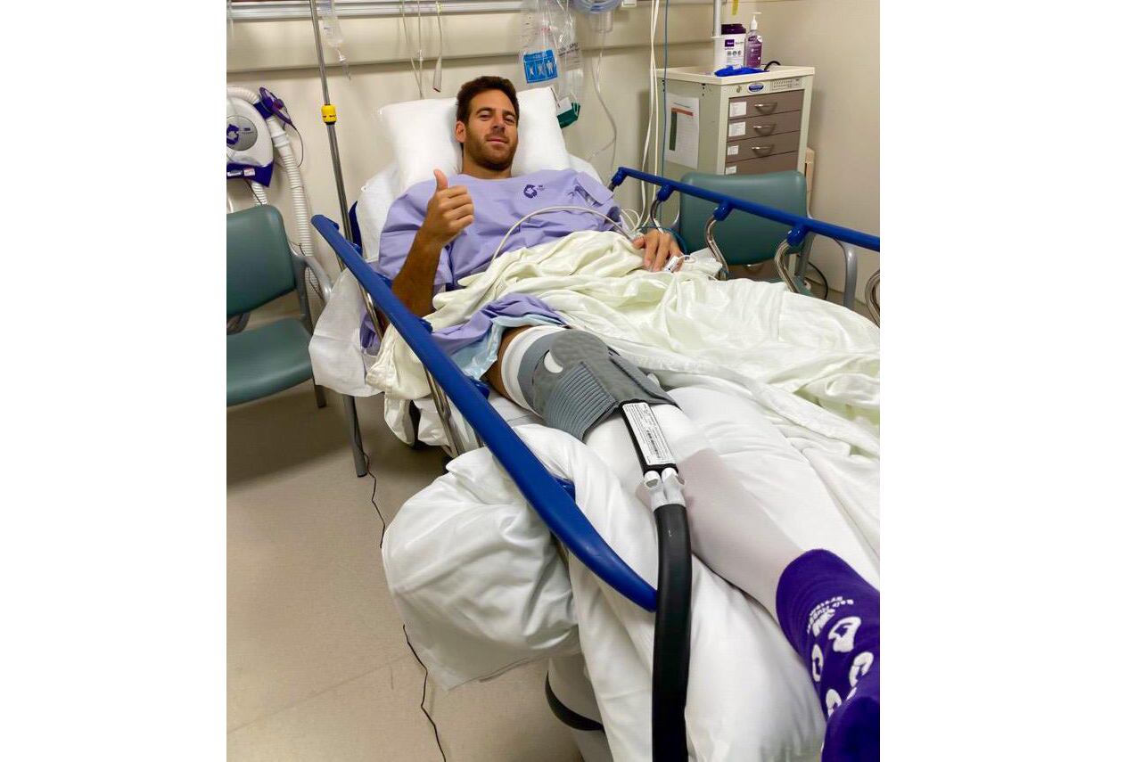 Juan Martín del Potro, minutos después de salir del quirófano.