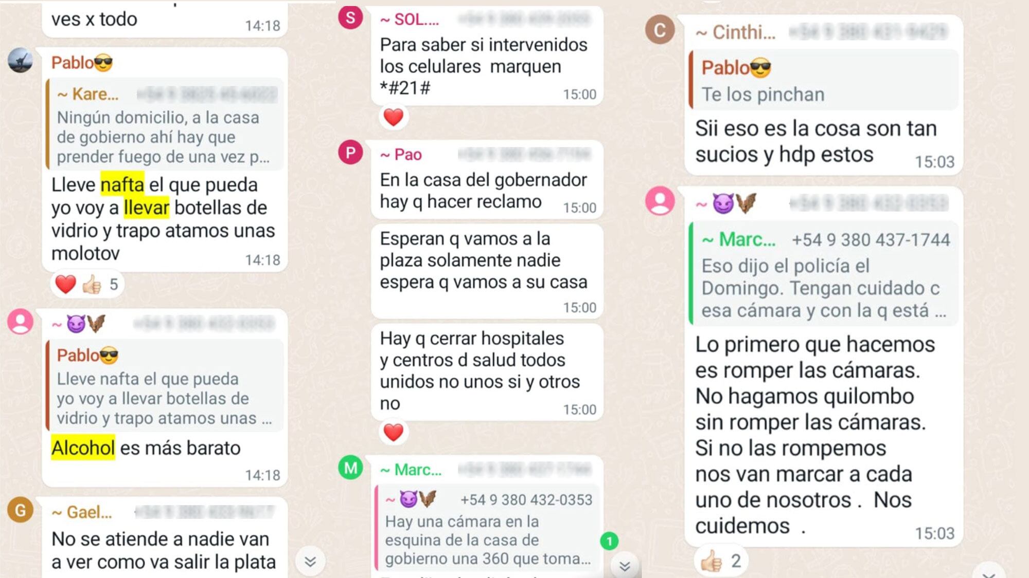 Mensajes por los que se inició una investigación