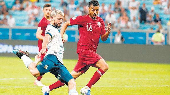 Sergio “Kun” Agüero, autor del segundo gol de la Argentina frente a Qatar.