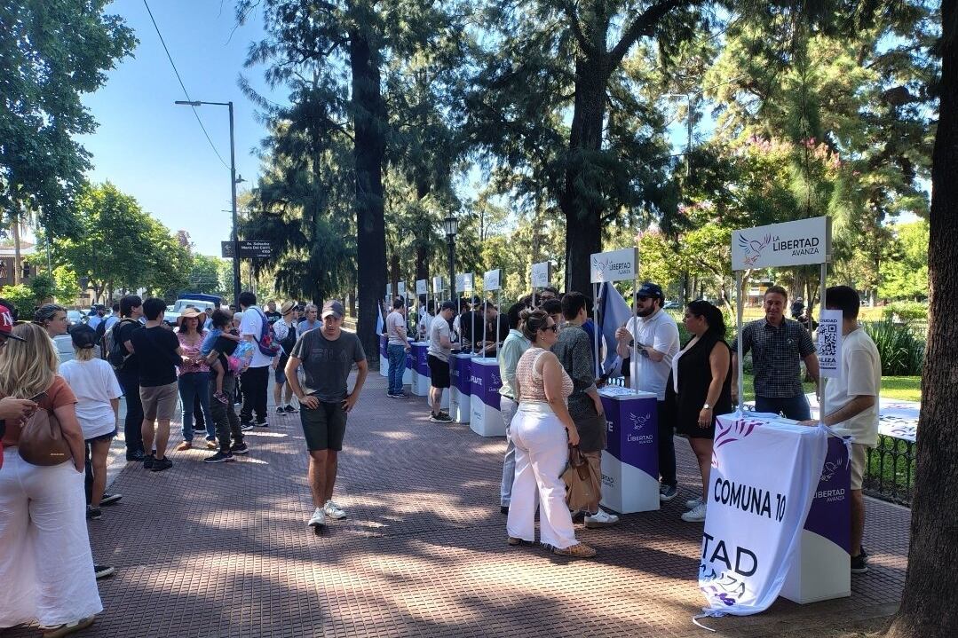 Menos de 200 personas se afiliaron en la Plaza Devoto, semivacía.