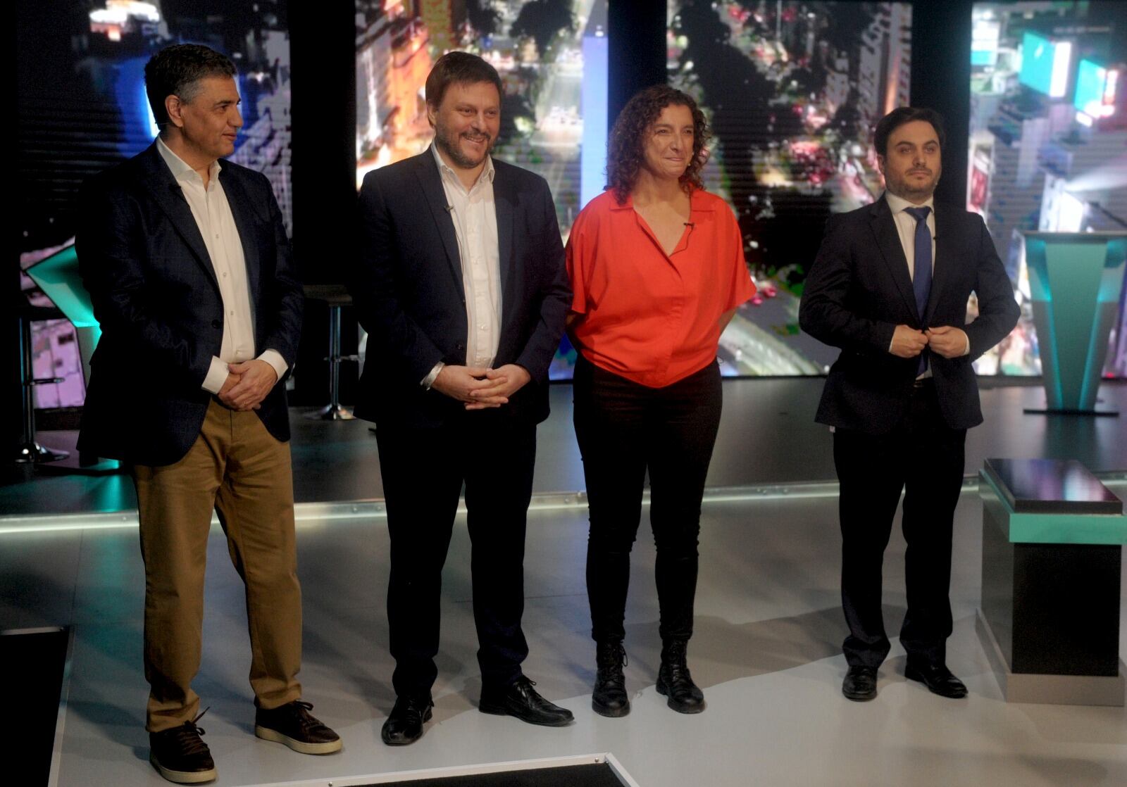 Los candidatos porteños, antes del debate. 