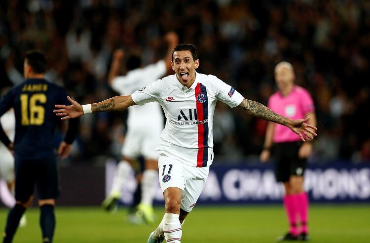 Di María celebra uno de sus goles al Real Madrid. 