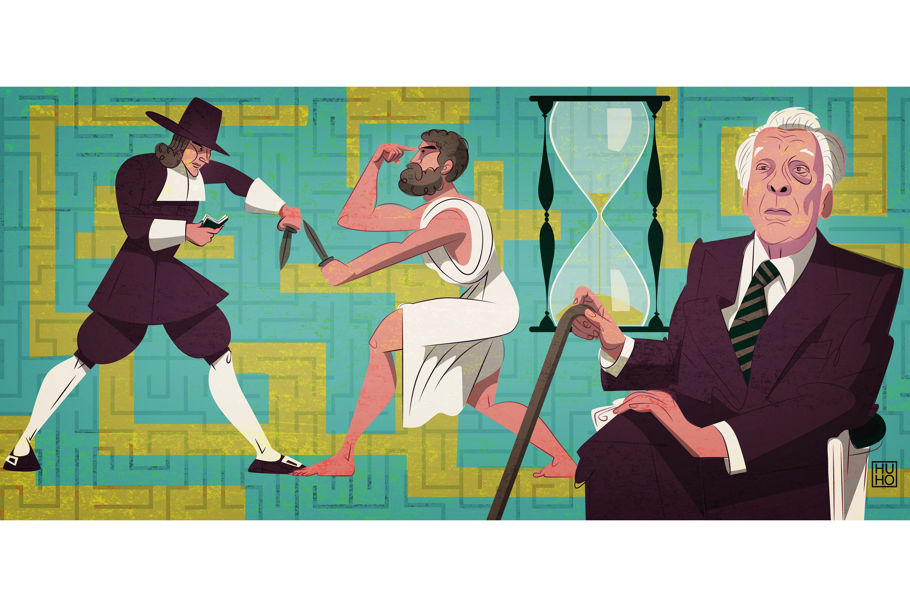 Jorge Luis Borges según el ilustrador Hugo Horita.