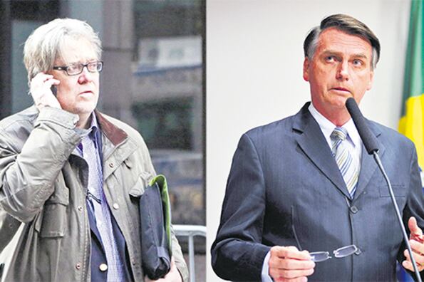 Bannon y Bolsonaro, un combo para entusiasmar a la ultraderecha racista y xenófoba en Brasil.