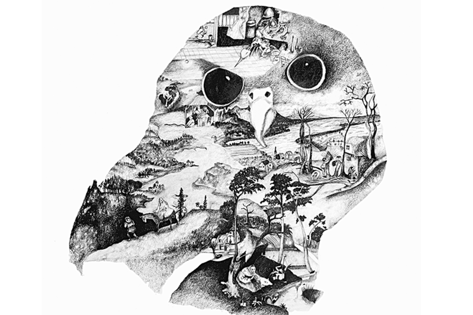 Topografías, Buho grafitos sobre papel, 2015