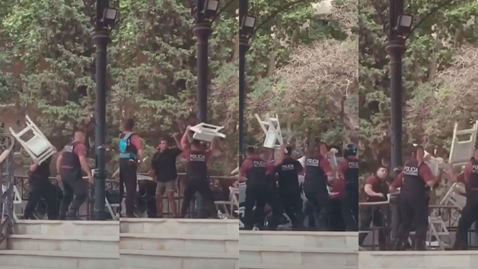 Policías de la Ciudad a los sillazos contra un hombre en situación de calle 