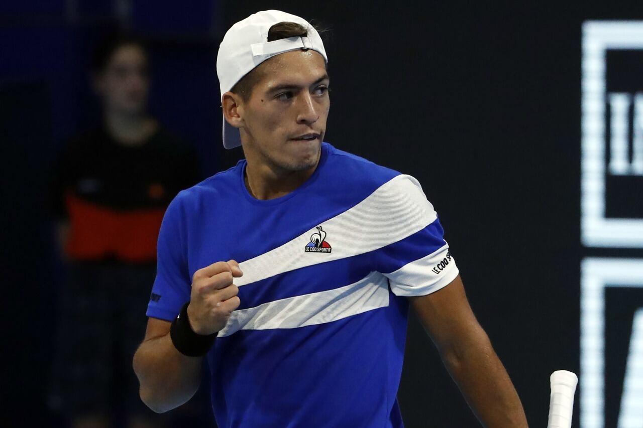 El festejo de Báez durante un punto