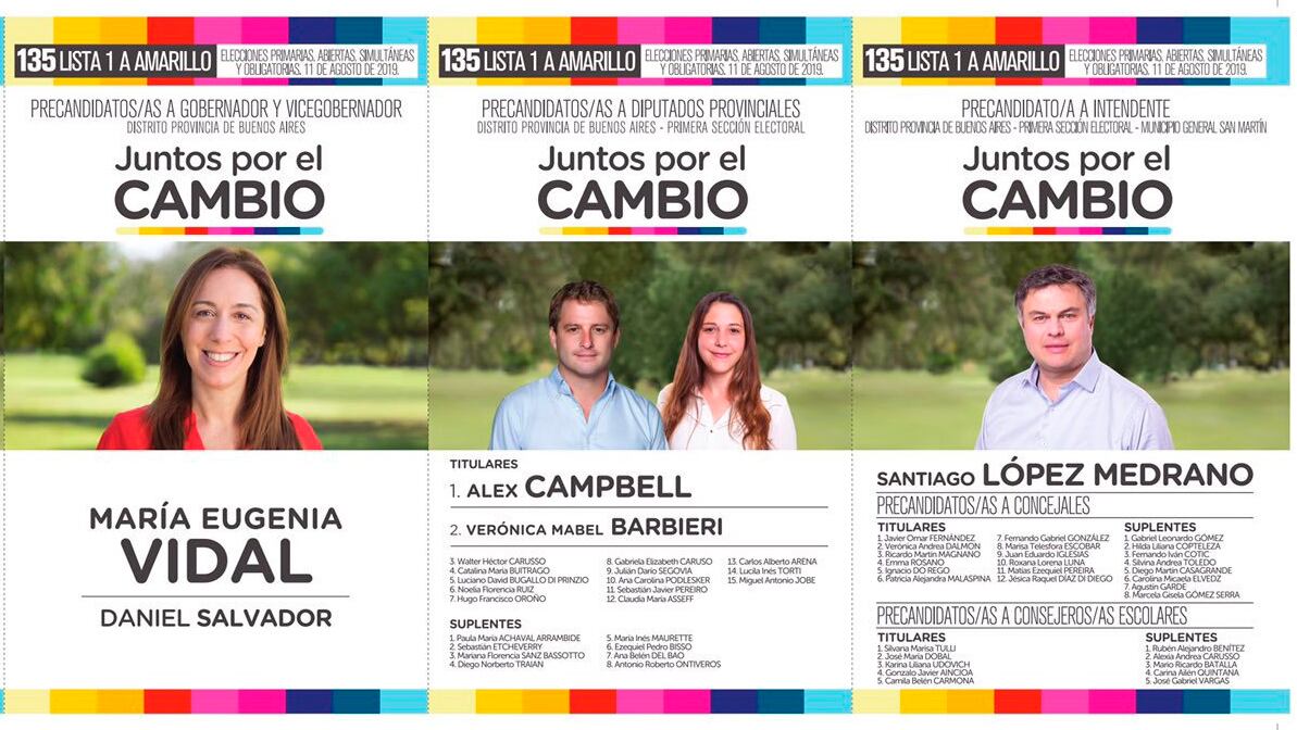 El tramo correspondiente a Macri y Pichetto fue doblado de tal manera que no puede verse.