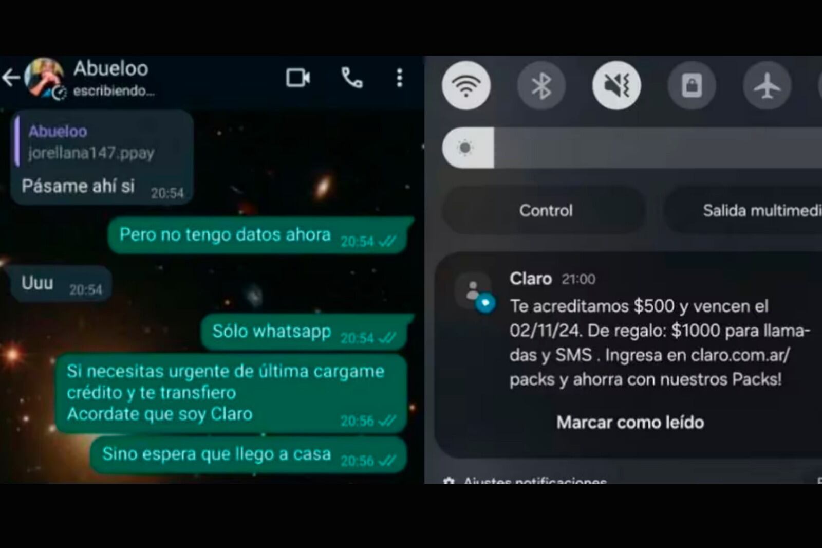 El joven publicó los chats en sus redes sociales