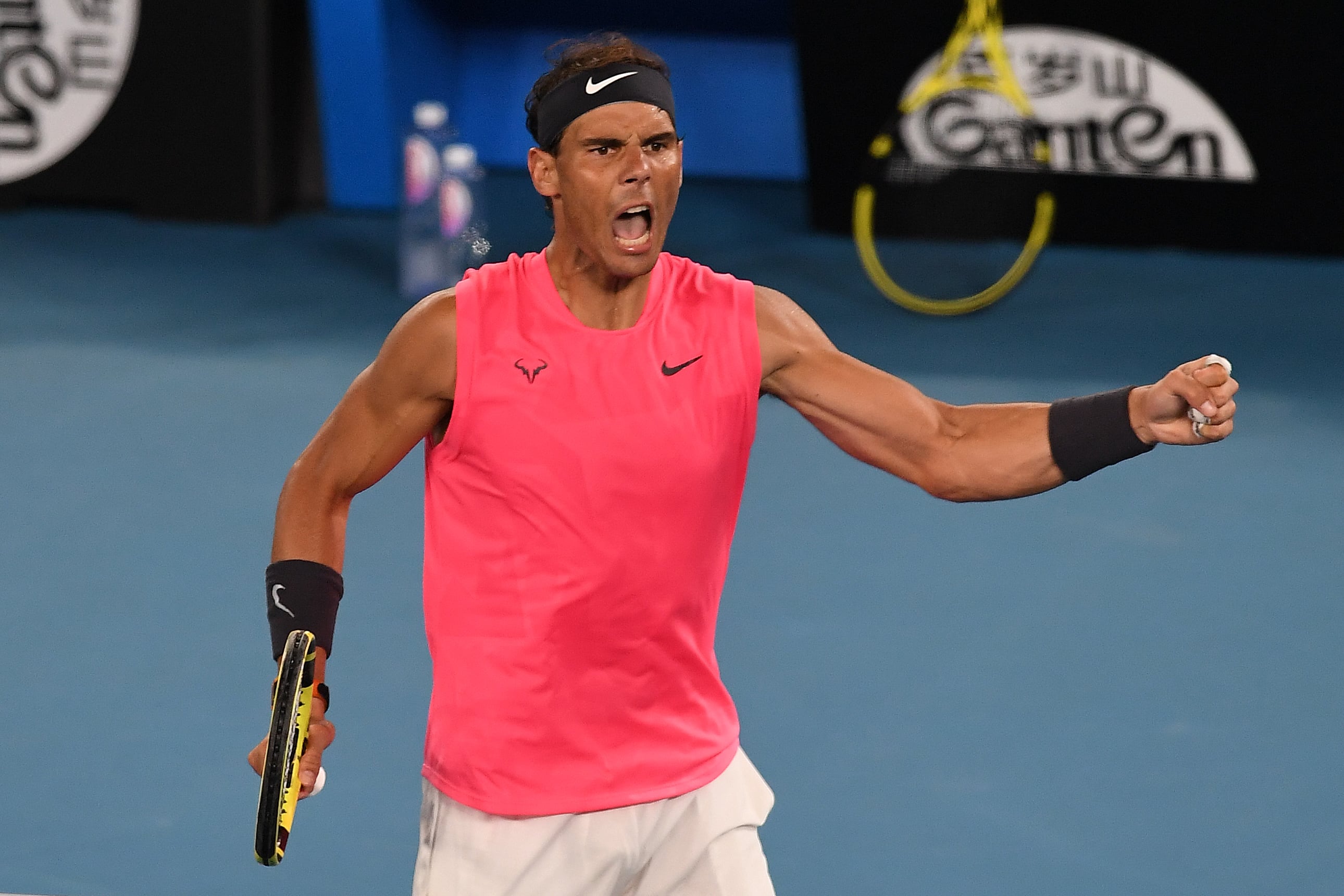 Nadal celebra su victoria, que lo depositó en cuartos de final