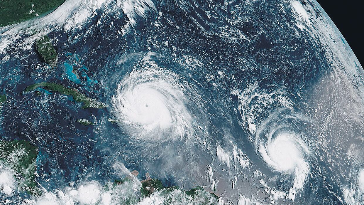 El huracán Irma y, a su derecha, José, la nueva amenaza.