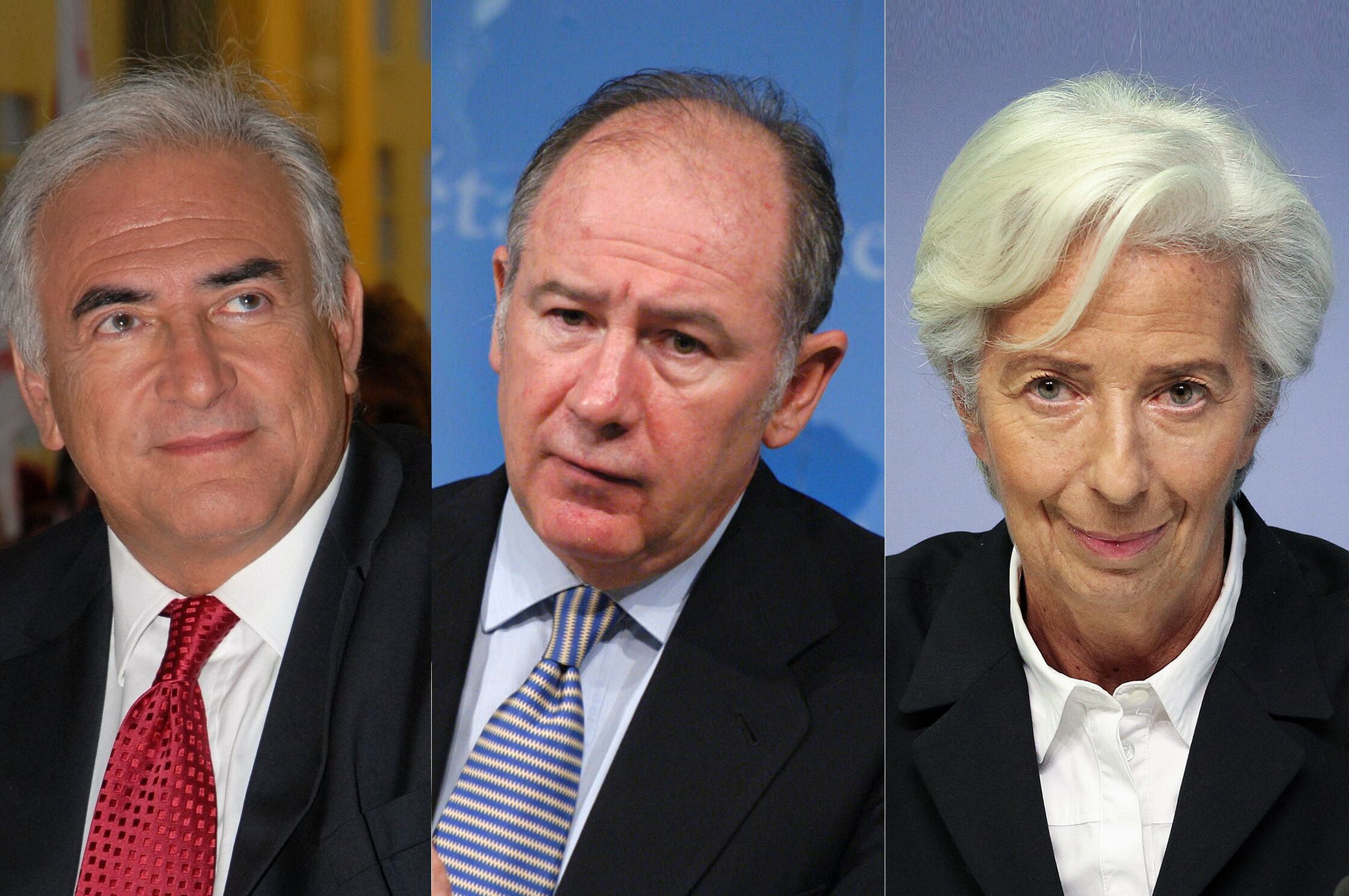 Rodrigo Rato, Dominique Strauss Kahn y Christine Lagarde, ex titulares del FMI