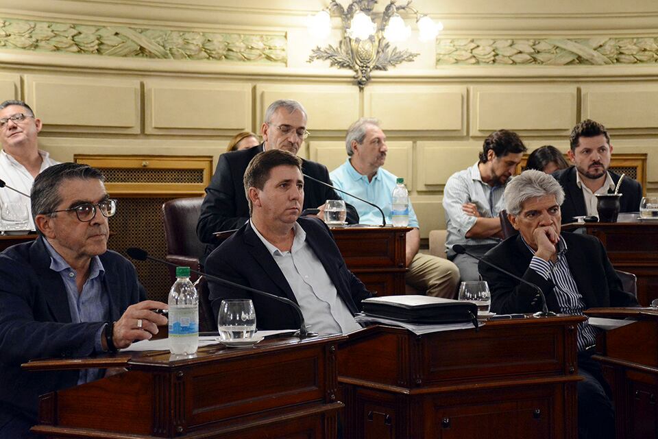 Traferri, Pirola y Baucero, tres de los senadores que finalmente votaron a favor.