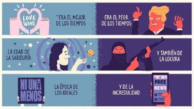 Pictoline se volvió viral presentando mediante dibujos pop las noticias e historias contextuales de interés.
