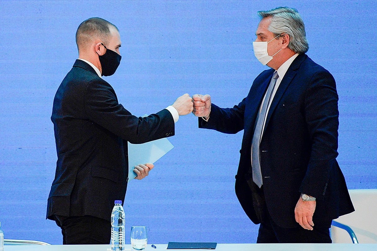 El ministro Martín Guzmán y el presidente Alberto Fernández.