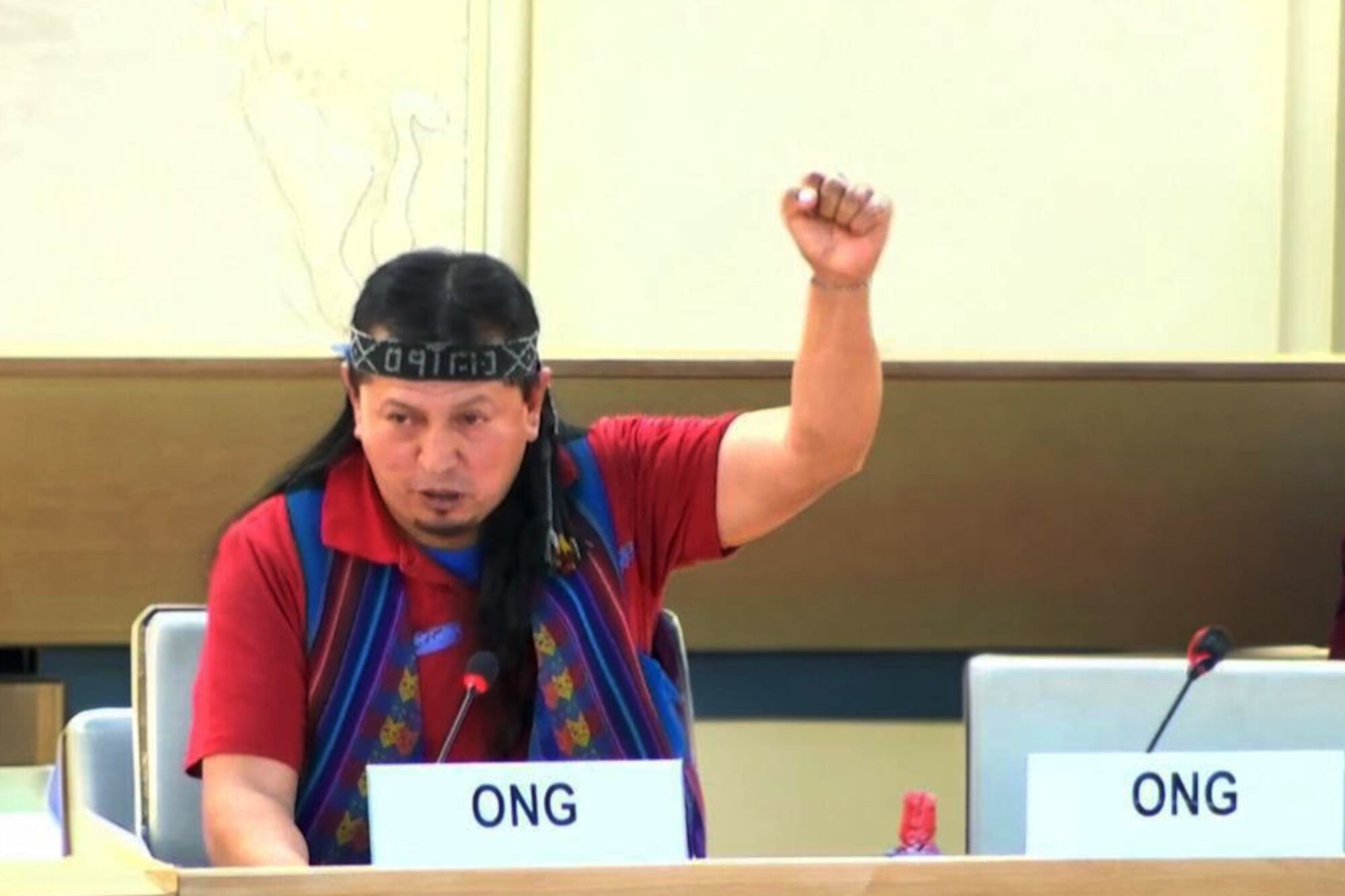 Néstor Jeréz, del Pueblo Ocloya, en la ONU.
