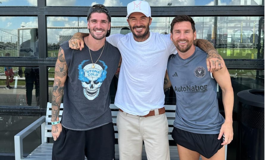 David Beckham, Lionel Messi y Rodrigo De Paul. 