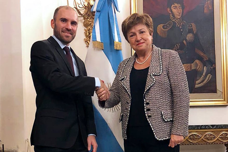 Martín Guzmán, ministro de Economía, y Kristalina Georgieva, directora gerente del FMI, la noche de la cena en Roma.