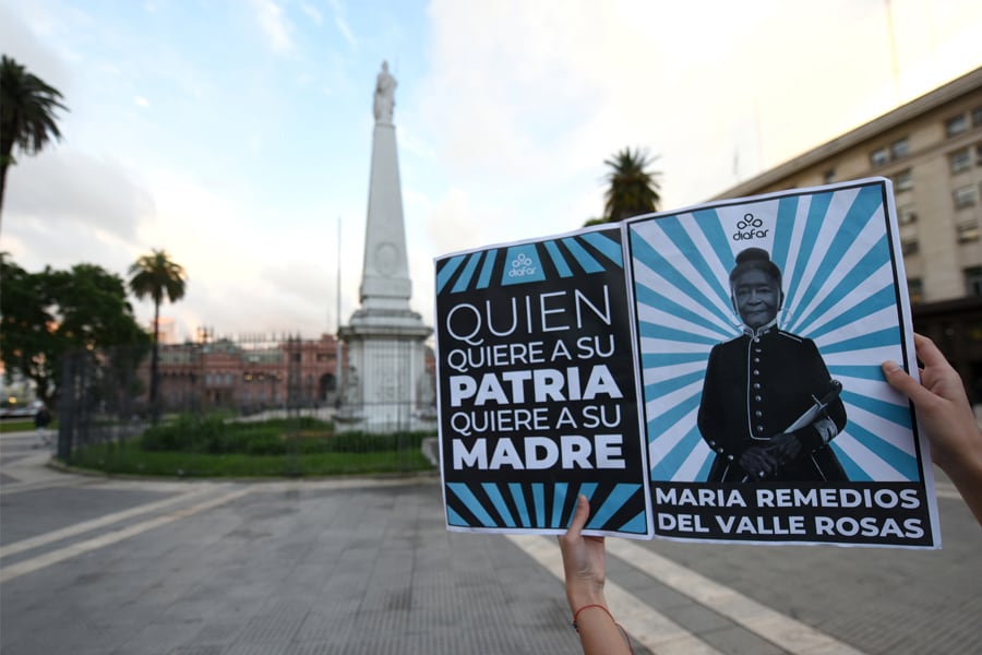 Campaña "Quien quiere a su patria, quiere a su madre" en homenaje a Maria Remedios del Valle Rosas, DIAFAR 2024. Imagen: DIAFAR