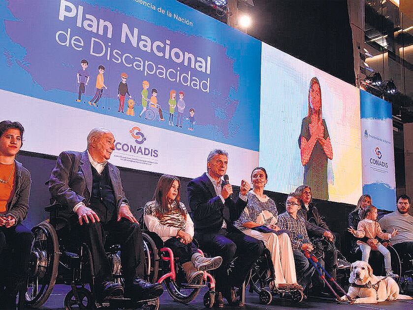 Macri en el acto de presentación del Plan Nacional de Discapacidad.