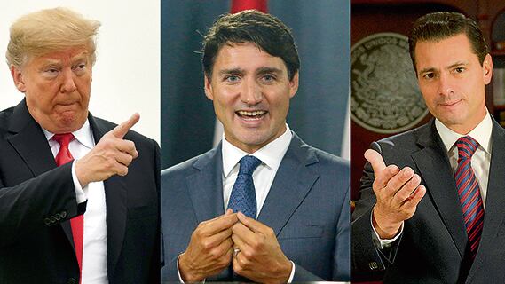 Trump, Trudeau y Peña Nieto: un año y medio de negociaciones a dos y tres bandas.