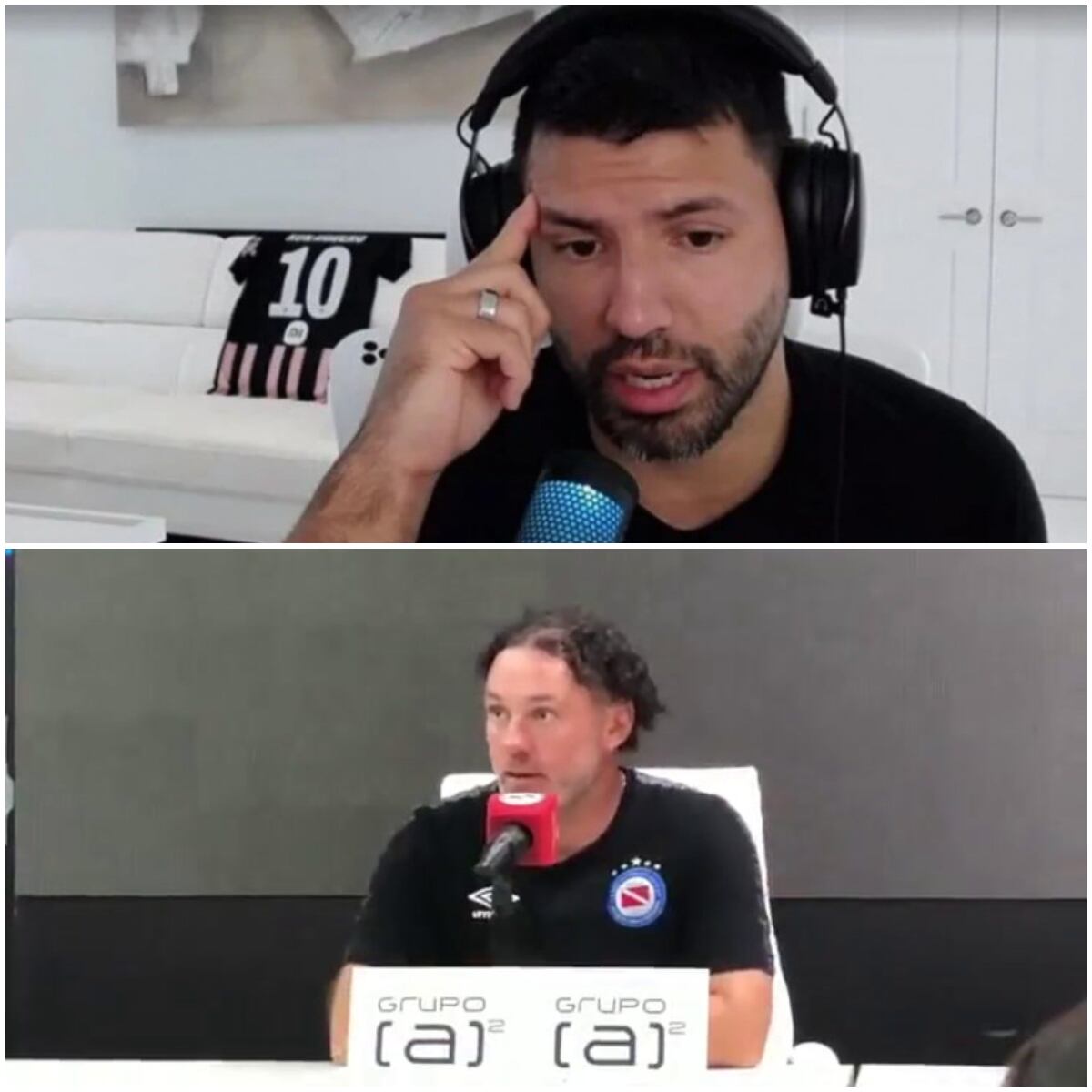 "Kun" Agüero y Gabriel Milito hablaron sobre la situación del club. Imagen: captura de video