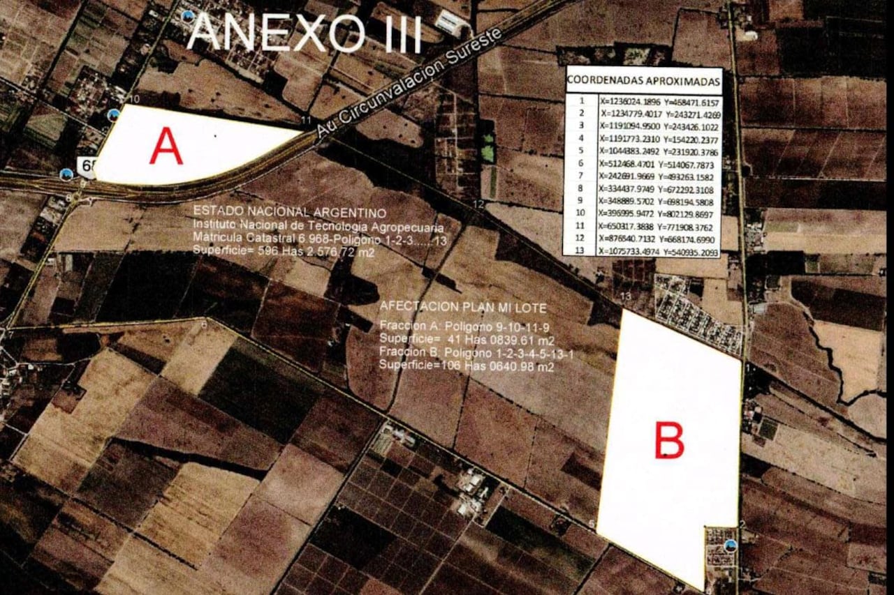 El proyecto del gobierno en las tierras del INTA Cerrillos.